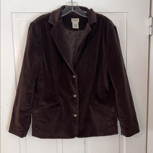 LL BEAN Women’s Chocolate Brown Corduroy Blazer 12 Petite Preppy Heritage Career